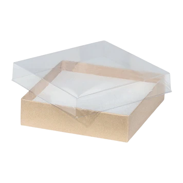 Custom Printed Clear Lid Boxes With Kraft Base