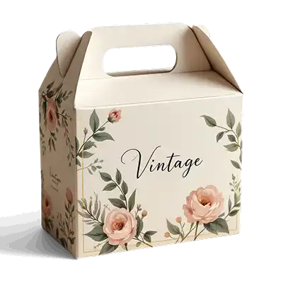 Custom Printed Vintage Botanicals Gable Packaging