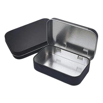 printed small tin box with hinged lid