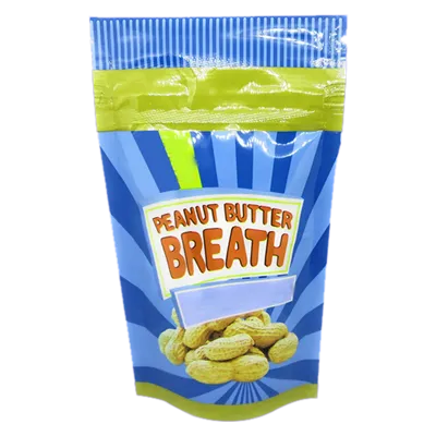 Peanut butter breath mylar bags with logo customboxeslane